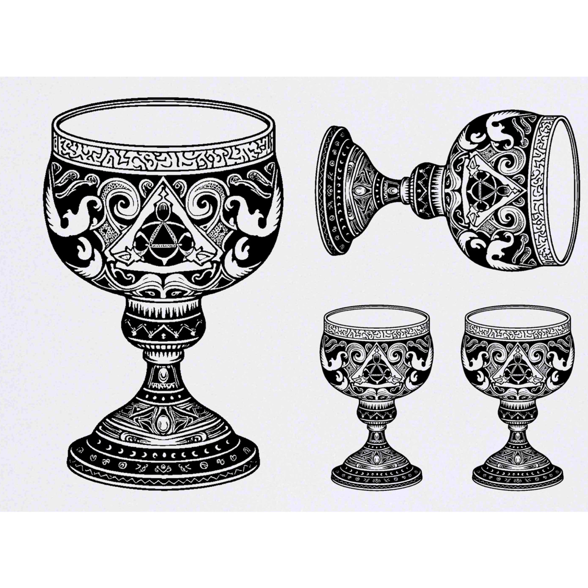 'Mystical Chalice' Temporary Tattoos -  Water Resistant, Skin-Safe, Non-Toxic Transfers (TO047116)