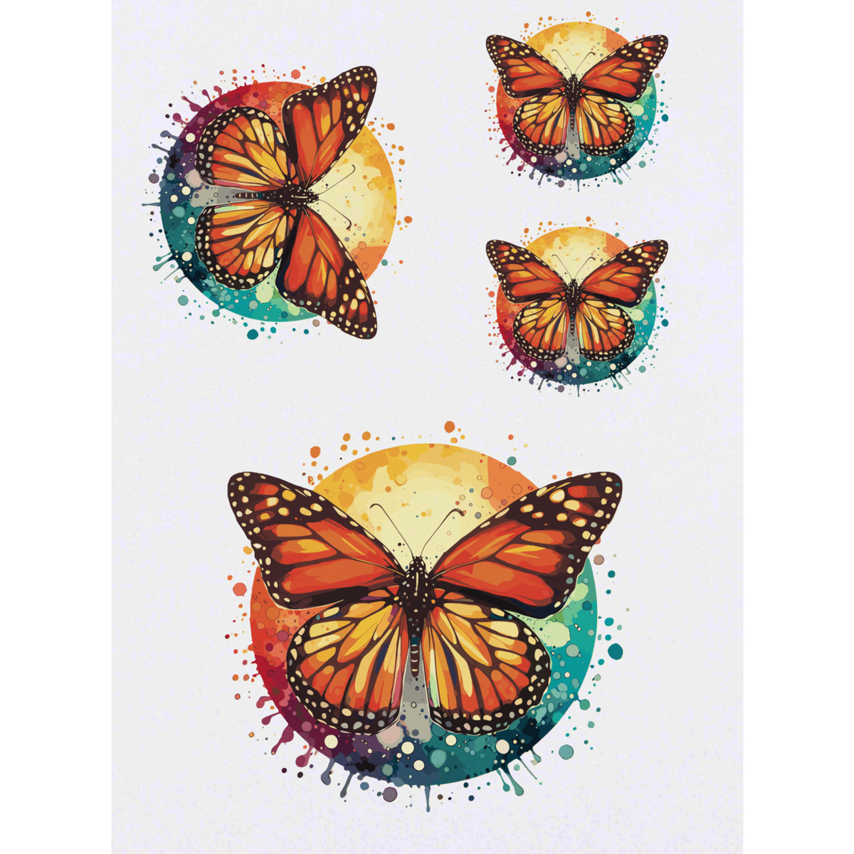'Monarch Butterfly' Temporary Tattoos -  Water Resistant, Skin-Safe, Non-Toxic Transfers (TO047492)
