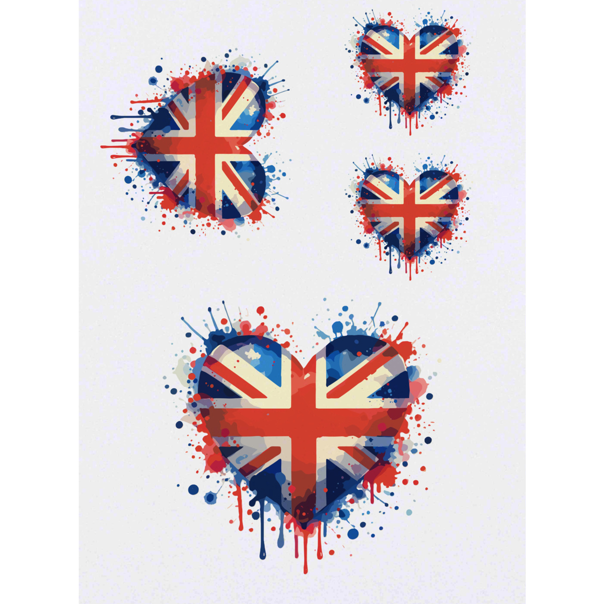 'Love Great Britain' Temporary Tattoos -  Water Resistant, Skin-Safe, Non-Toxic Transfers (TO047500)