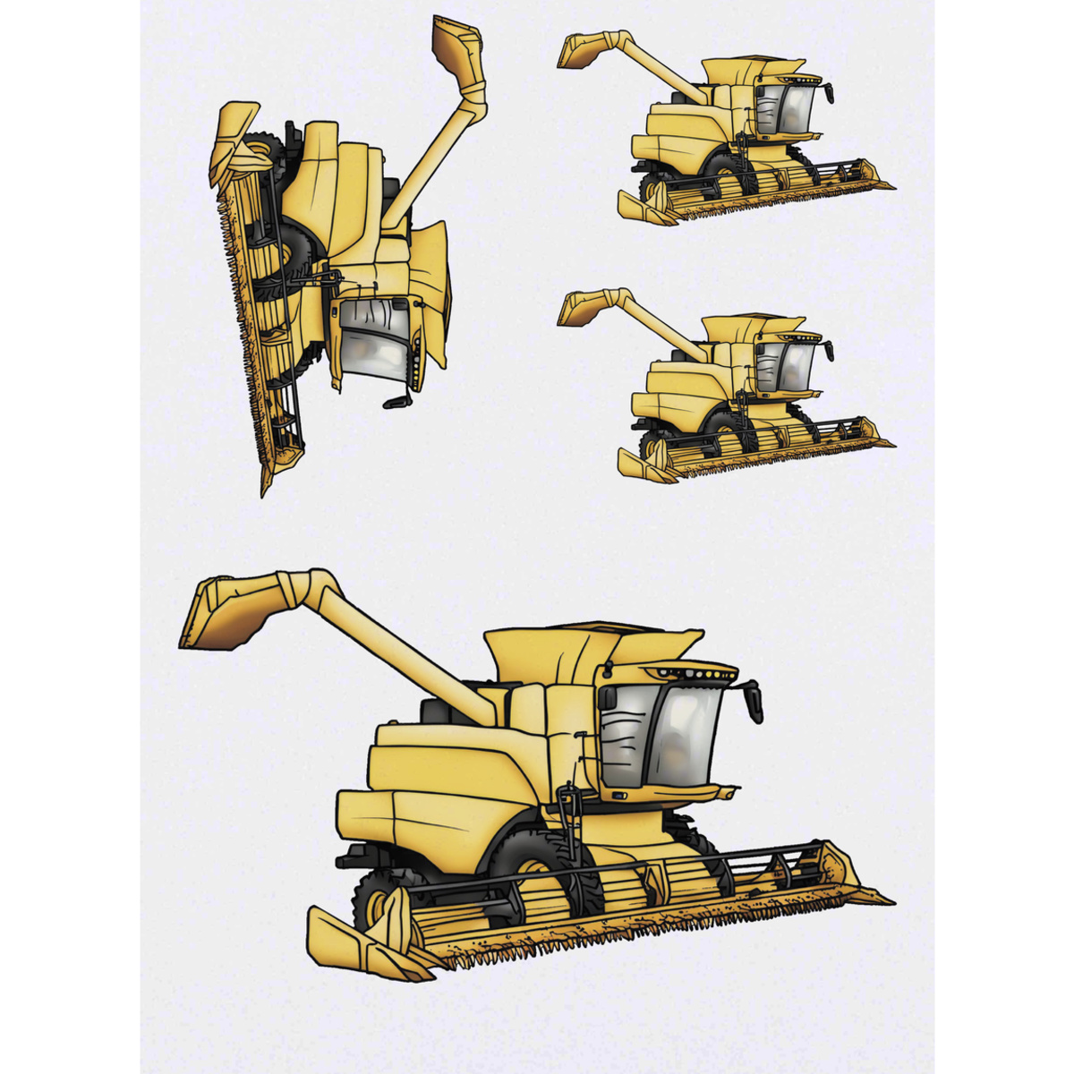 'Combine Harvester' Temporary Tattoos -  Water Resistant, Skin-Safe, Non-Toxic Transfers (TO047762)