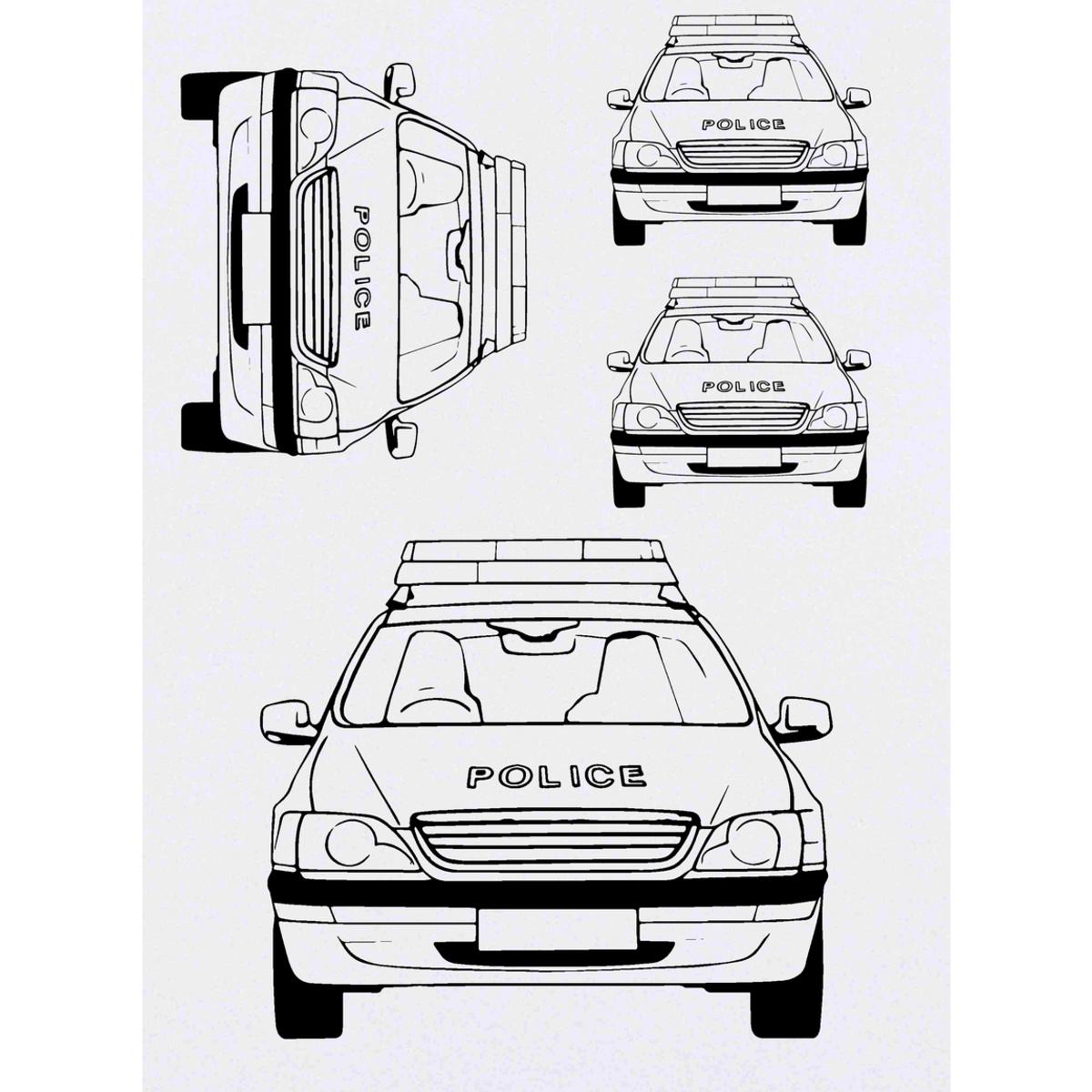 'Police Car Front' Temporary Tattoos -  Water Resistant, Skin-Safe, Non-Toxic Transfers (TO047854)