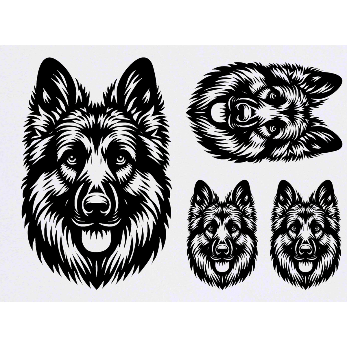 'German Shepherd Dog Front View' Temporary Tattoos -  Water Resistant, Skin-Safe, Non-Toxic Transfers (TO047931)