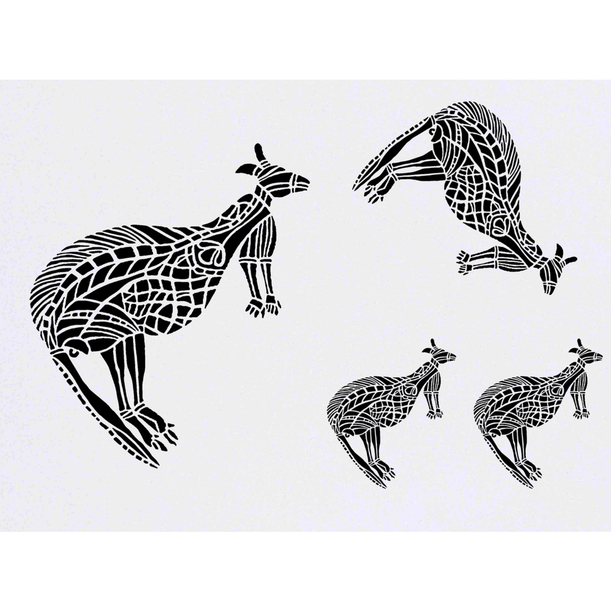 'Aboriginal Kangaroo' Temporary Tattoos -  Water Resistant, Skin-Safe, Non-Toxic Transfers (TO047939)