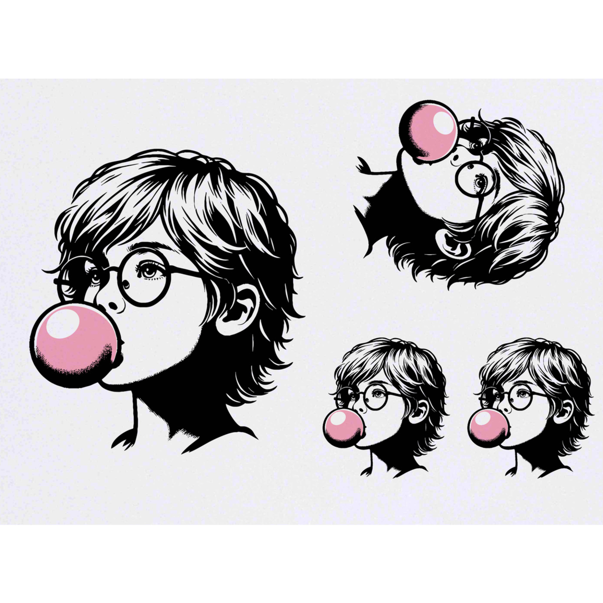 'Bubble Gum Girl' Temporary Tattoos -  Water Resistant, Skin-Safe, Non-Toxic Transfers (TO048332)