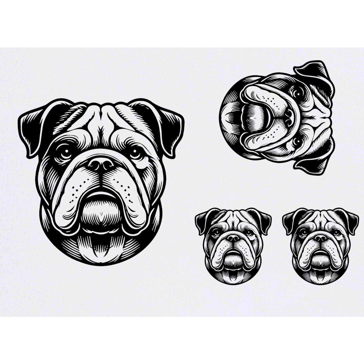 'Bulldog' Temporary Tattoo Transfers - Water Resistant Skin Safe Designs for Parties, Costumes and Gifts (TO048549)