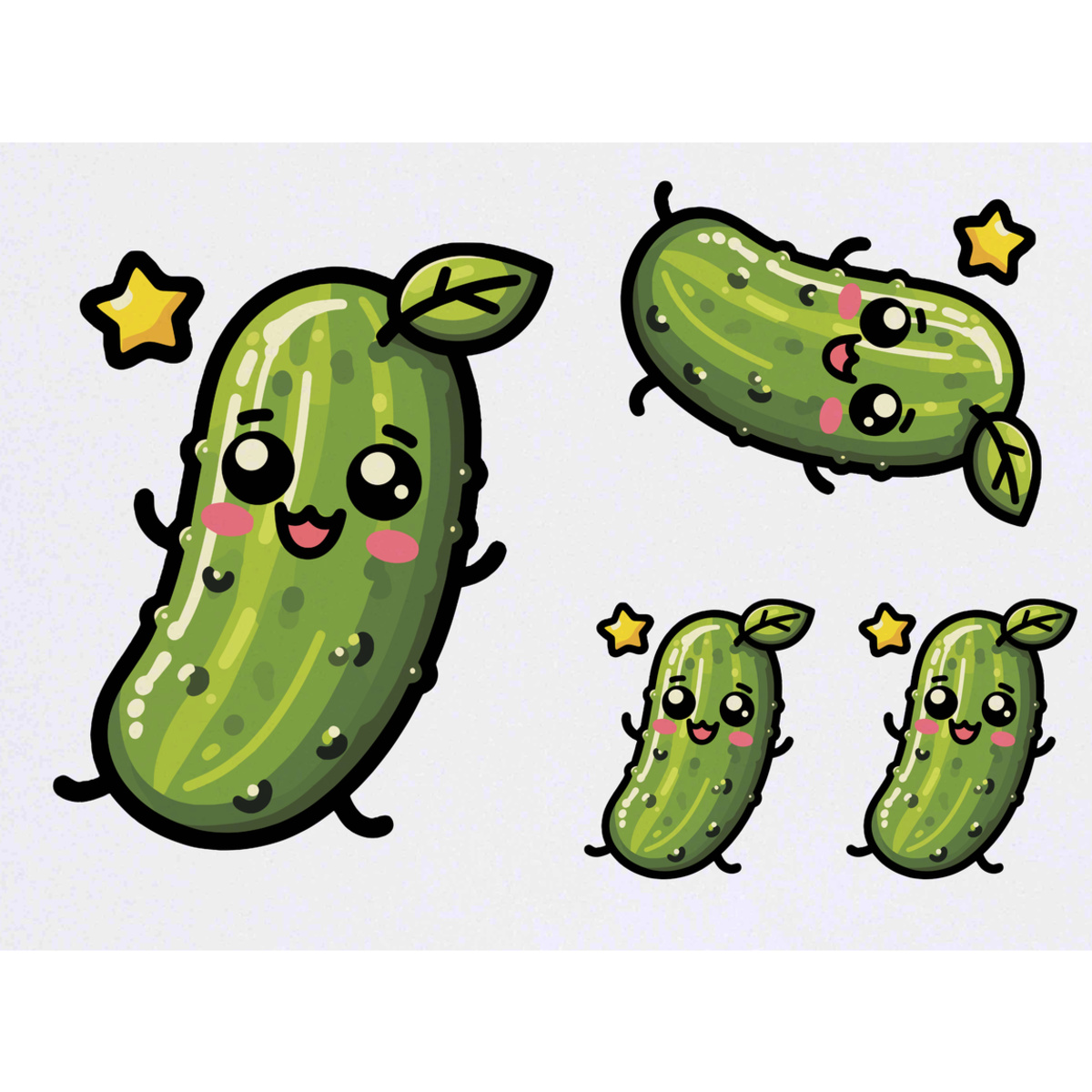 'Cute Kawaii Pickle' Temporary Tattoos -  Water Resistant, Skin-Safe, Non-Toxic Transfers (TO048606)
