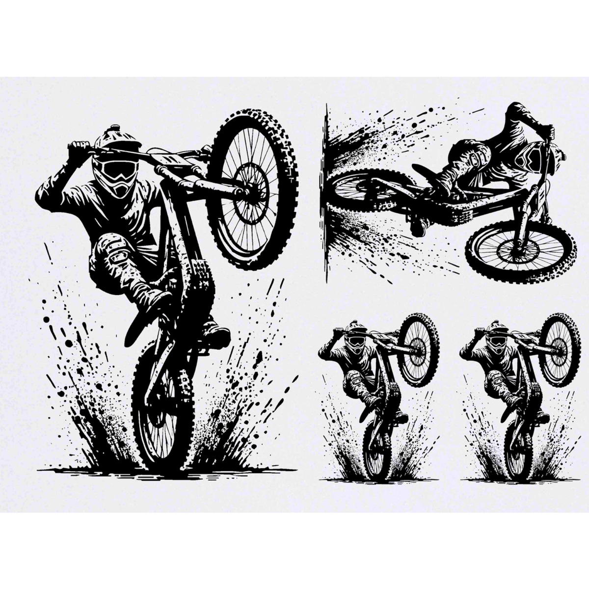 'Muddy Mountain Bike Wheelie' Temporary Tattoos -  Water Resistant, Skin-Safe, Non-Toxic Transfers (TO048618)
