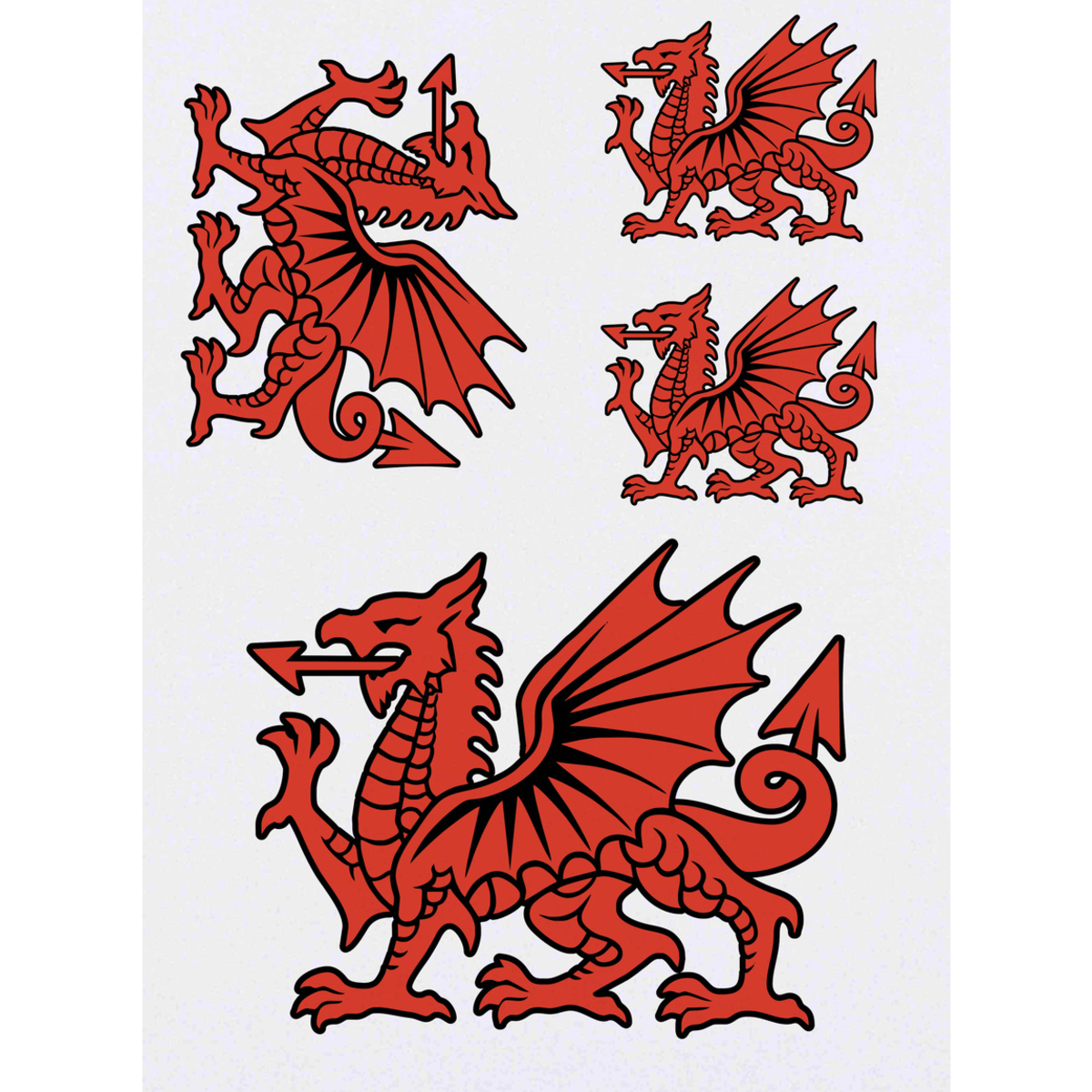 'Welsh Red Dragon' Temporary Tattoos -  Water Resistant, Skin-Safe, Non-Toxic Transfers (TO048746)