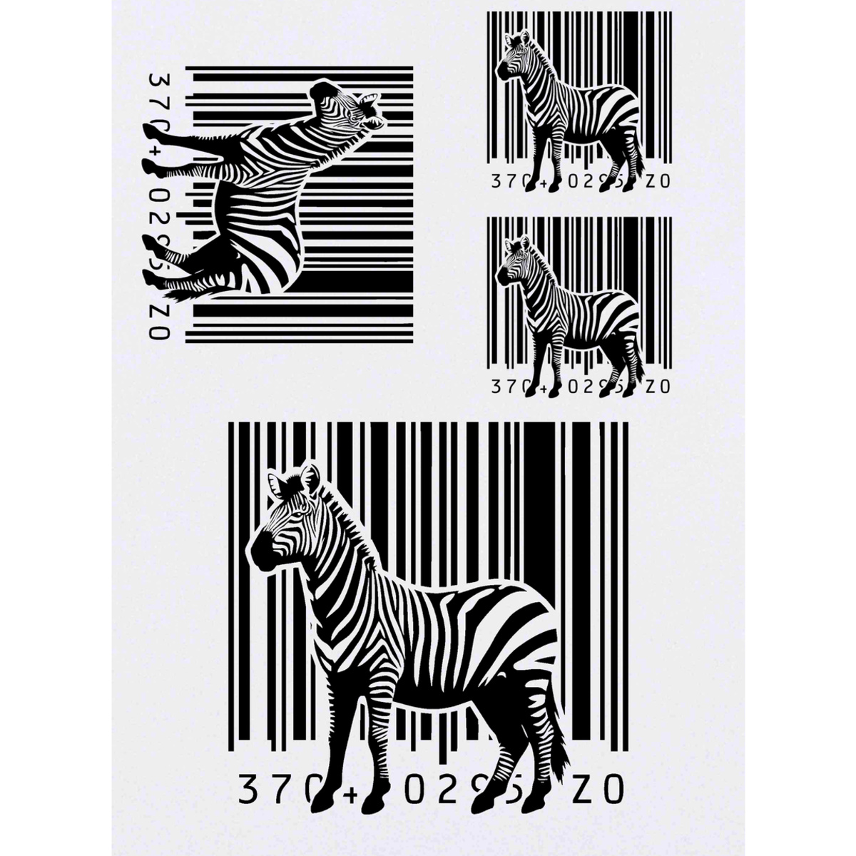 'Barcode Zebra Stripes' Temporary Tattoos -  Water Resistant, Skin-Safe, Non-Toxic Transfers (TO048747)