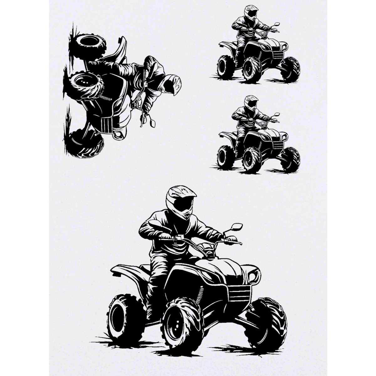 'Rider on Quad Bike' Temporary Tattoo Transfers - Water Resistant Skin Safe Designs for Parties, Costumes and Gifts (TO049498)