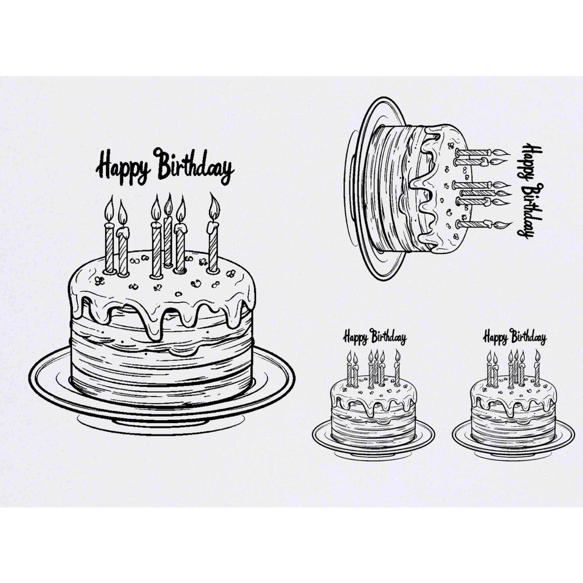 'Happy Birthday Cake with Candles' Temporary Tattoos -  Water Resistant, Skin-Safe, Non-Toxic Transfers (TO049505)