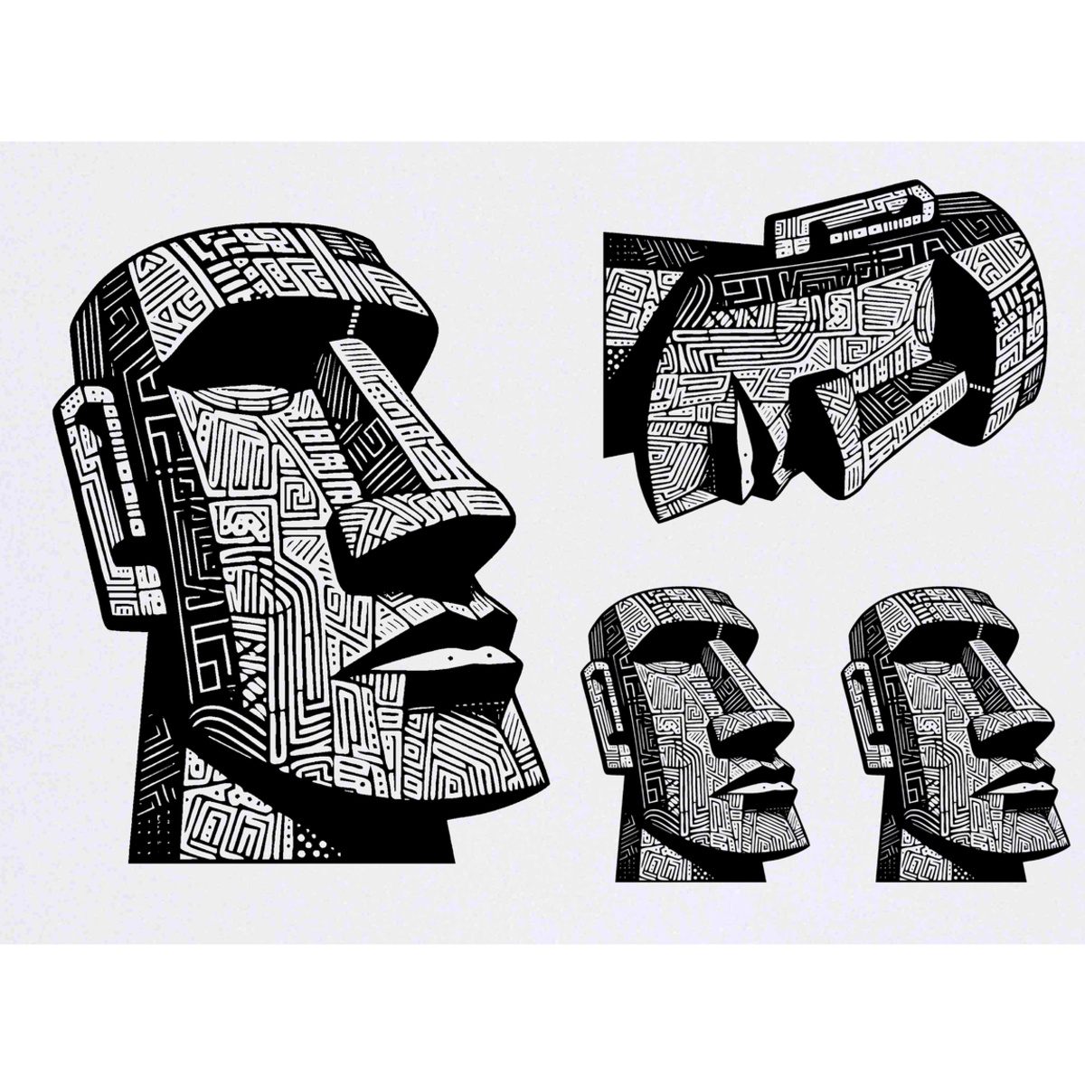 'Easter Island Head' Temporary Tattoo Transfers - Water Resistant Skin Safe Designs for Parties, Costumes and Gifts (TO049571)