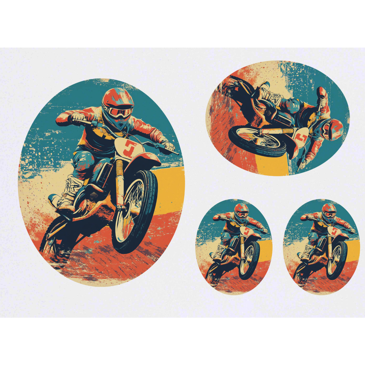 'Retro Dirt Bike Rider' Temporary Tattoo Transfers - Water Resistant Skin Safe Designs for Parties, Costumes and Gifts (TO050773)