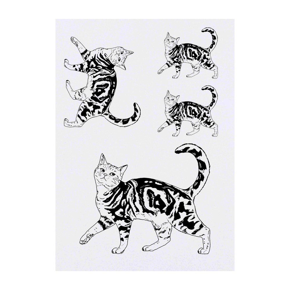 'Prancing Cat' Temporary Tattoos - Water Resistant, Skin-Safe, Non-Toxic Transfers (TO050833)
