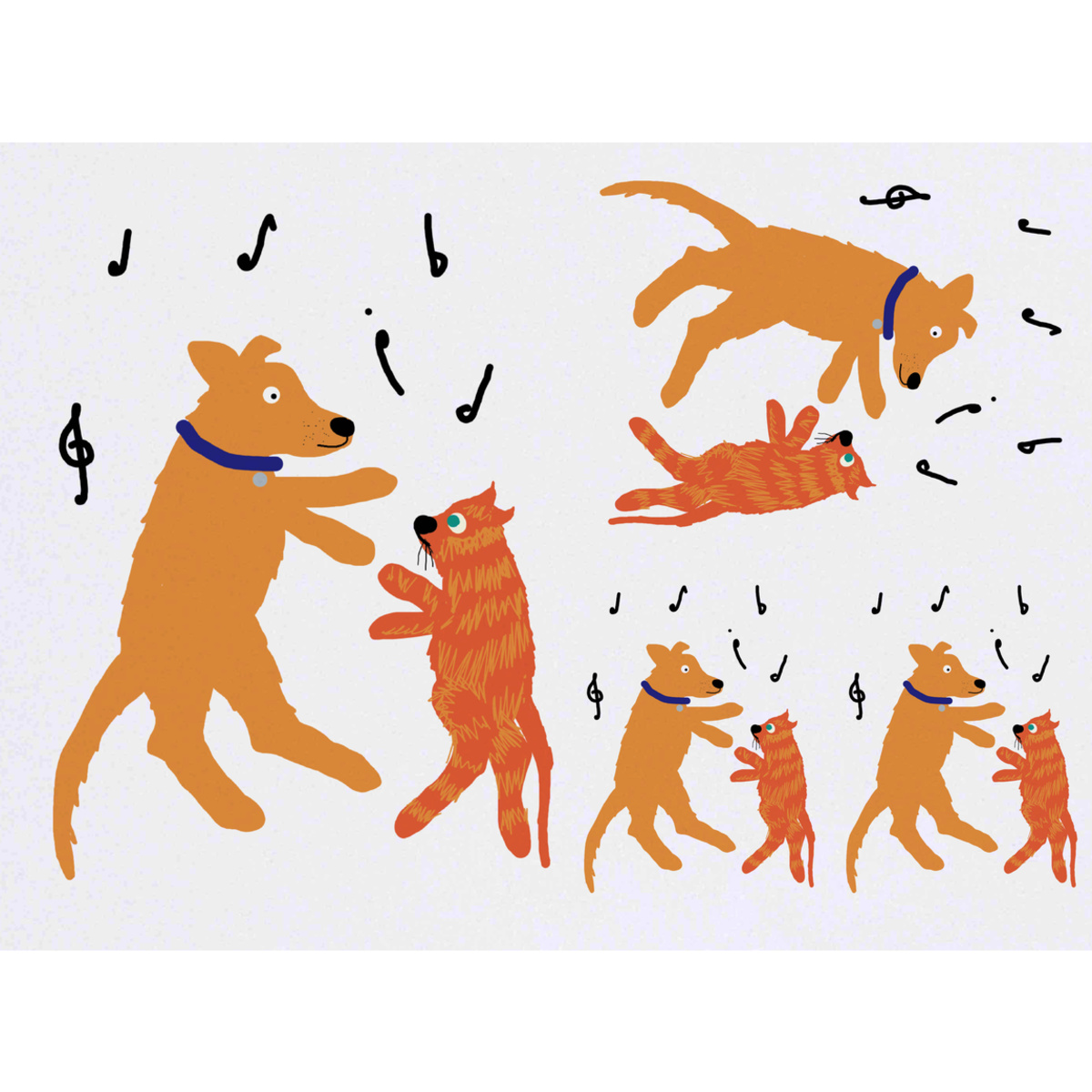 'Dancing Dog And Cat' Temporary Tattoos -  Water Resistant, Skin-Safe, Non-Toxic Transfers (TO052004)