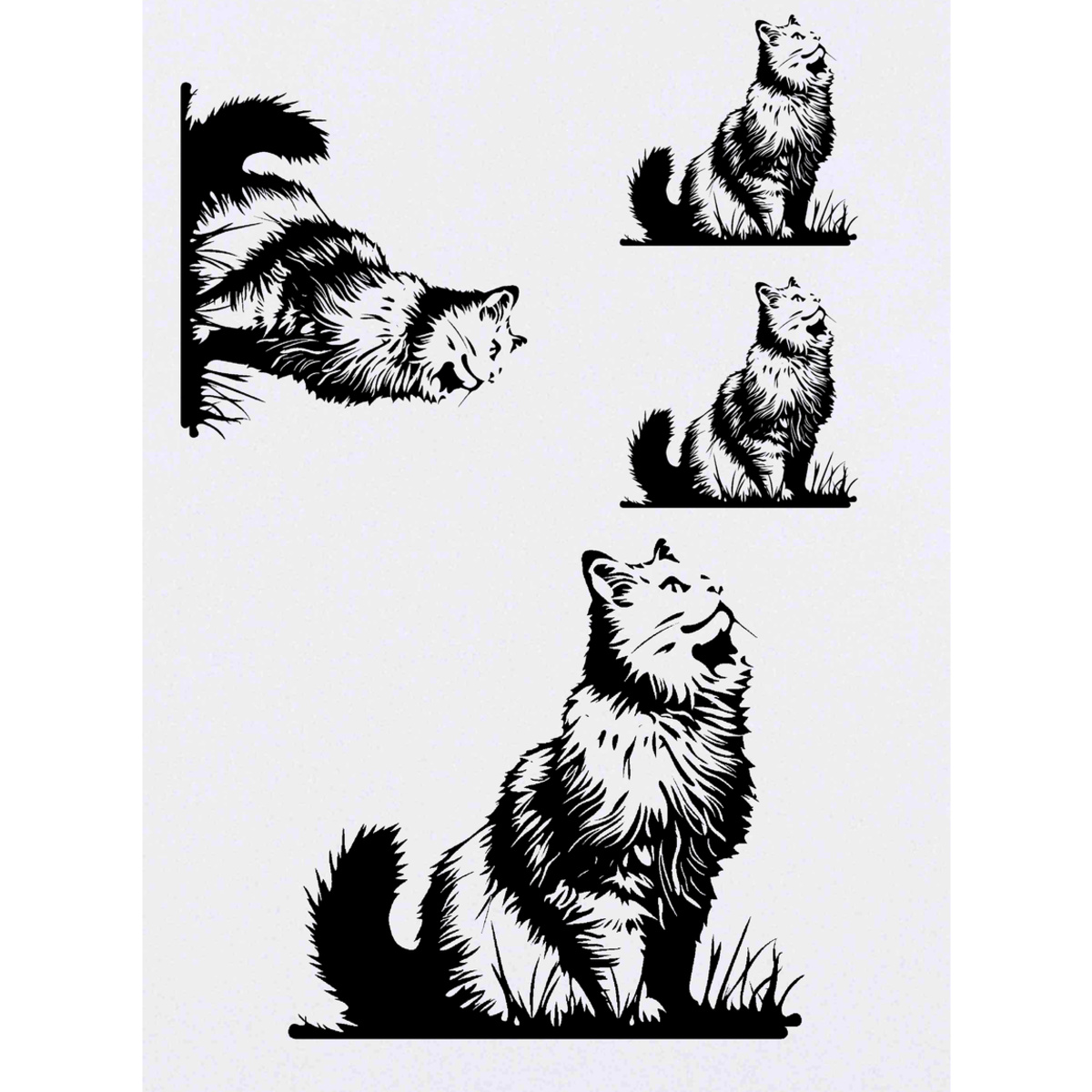 ' Siberian Cat Looking Up' Temporary Tattoos -  Water Resistant, Skin-Safe, Non-Toxic Transfers (TO052704)