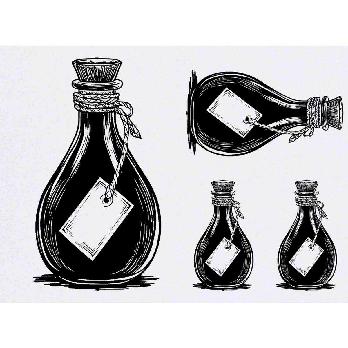 'Vintage Potion Bottle with Tag ' Temporary Tattoos -  Water Resistant, Skin-Safe, Non-Toxic Transfers (TO052897)