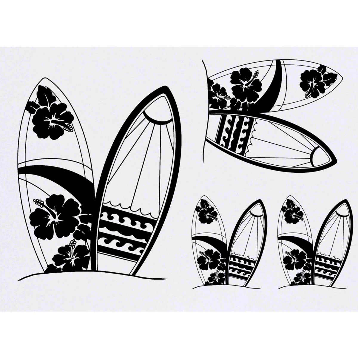 'Decorative Surfboards' Temporary Tattoo Transfers - Water Resistant Skin Safe Designs for Parties, Costumes and Gifts (TO053183)