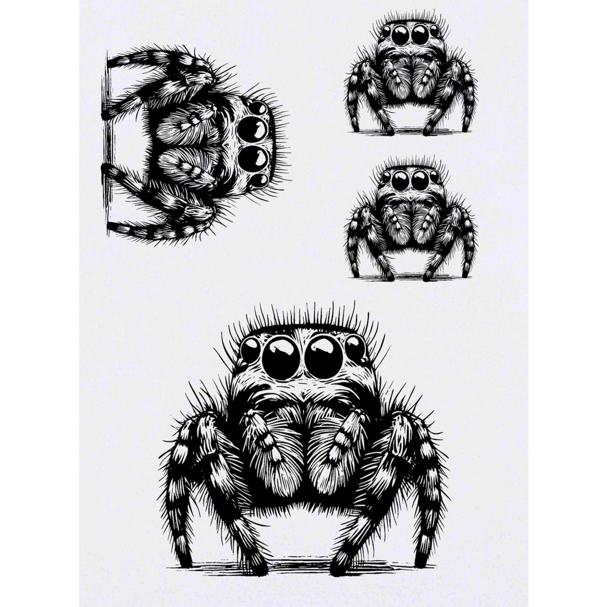 'Hairy Jumping Spider' Temporary Tattoos -  Water Resistant, Skin-Safe, Non-Toxic Transfers (TO053229)