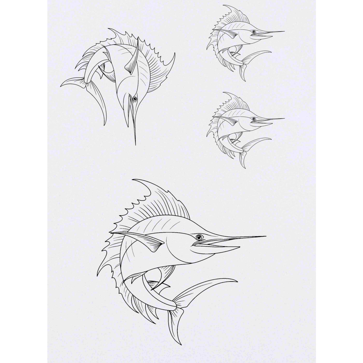 'Marlin Sailfish' Temporary Tattoos -  Water Resistant, Skin-Safe, Non-Toxic Transfers (TO053244)