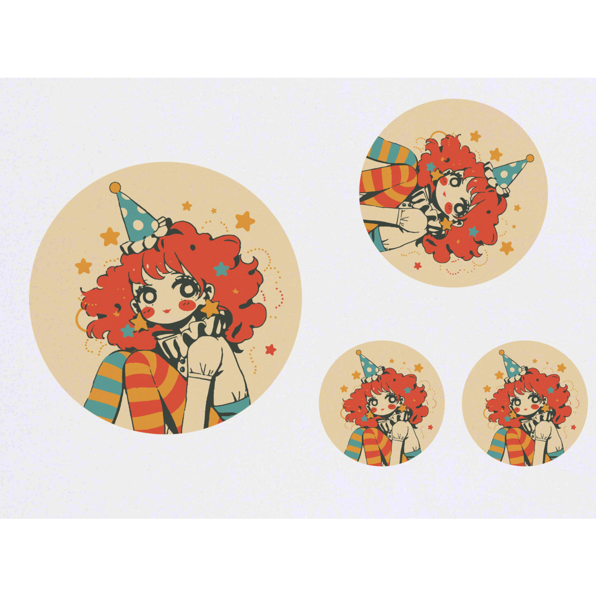 'Cute Clown Girl' Temporary Tattoos -  Water Resistant, Skin-Safe, Non-Toxic Transfers (TO053297)