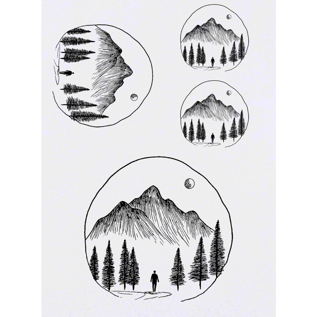 'Hiking In The Mountains' Temporary Tattoos -  Water Resistant, Skin-Safe, Non-Toxic Transfers (TO053341)