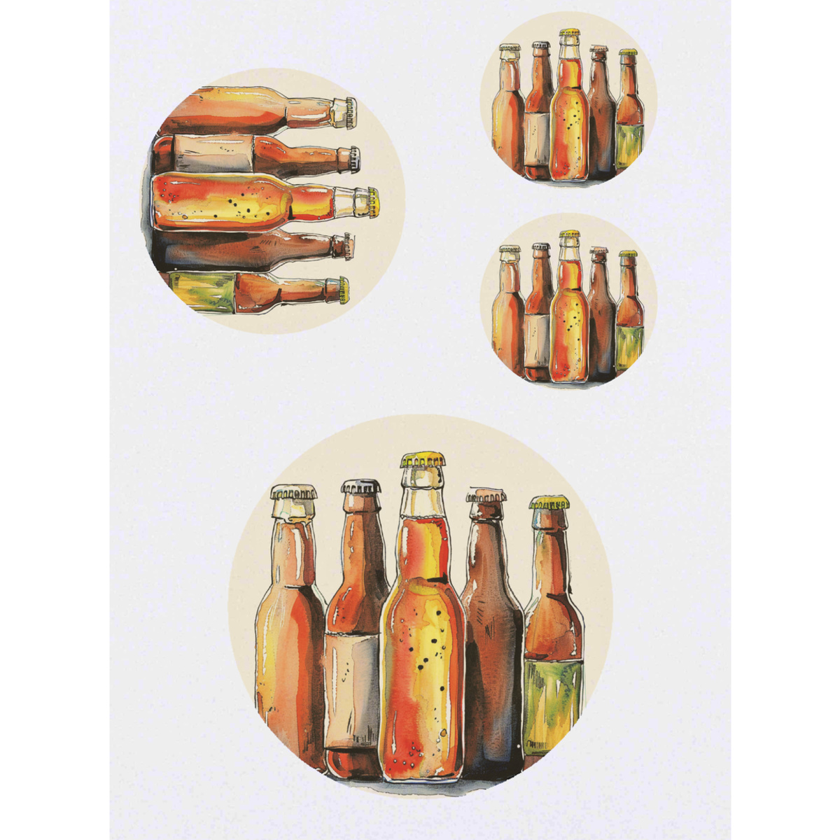 'Bottles of Beer' Temporary Tattoos -  Water Resistant, Skin-Safe, Non-Toxic Transfers (TO053343)