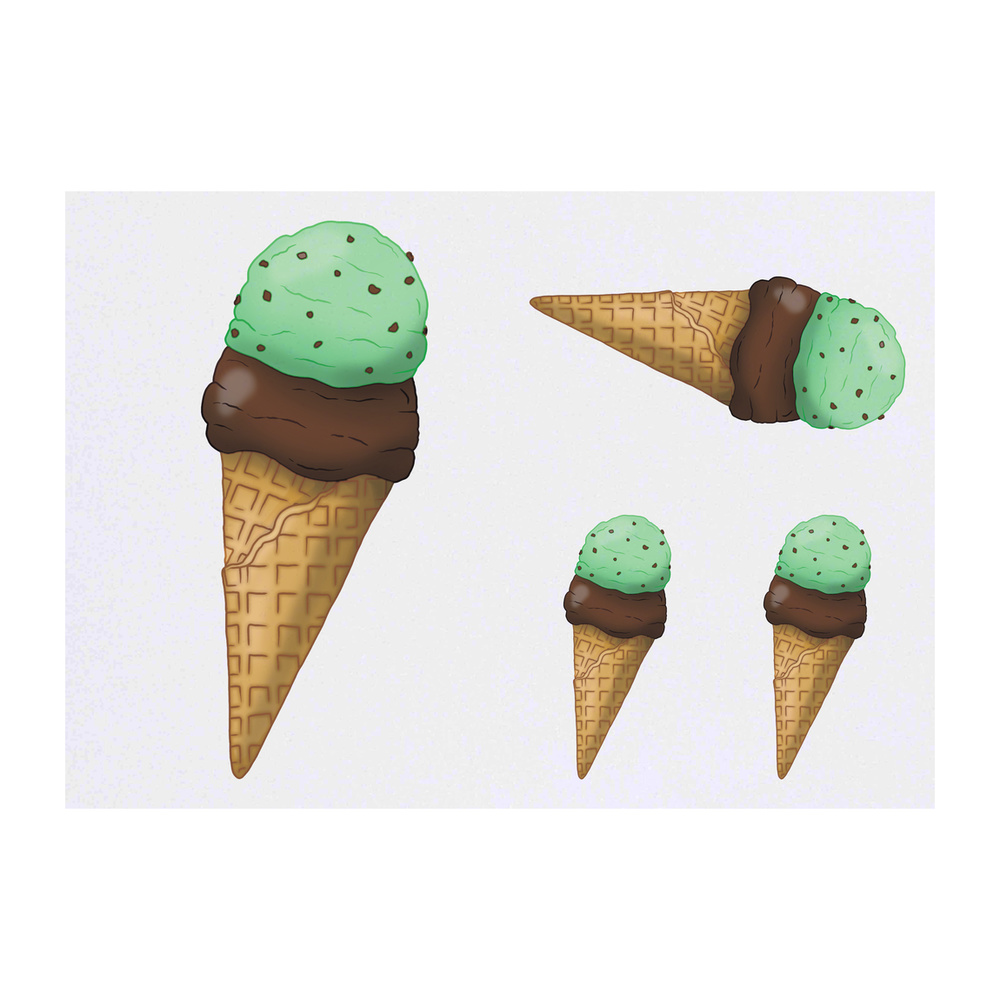 'Double Scoop Ice Cream Cone' Temporary Tattoos - Water Resistant, Skin-Safe, Non-Toxic Transfers (TO053618)