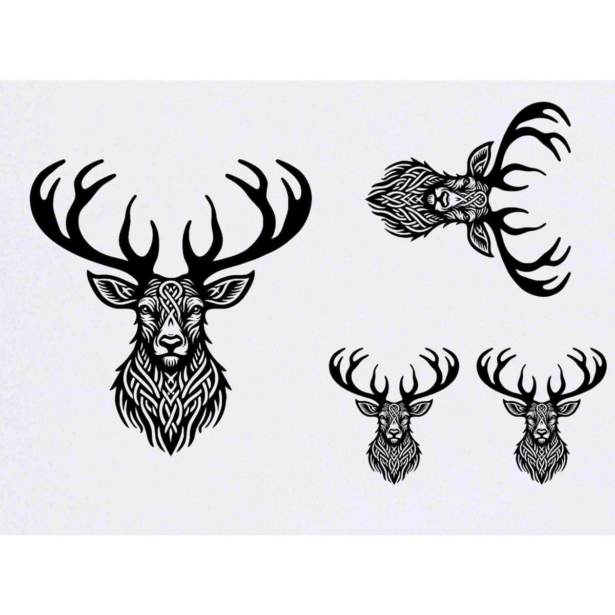 'Celtic Stag' Temporary Tattoos -  Water Resistant, Skin-Safe, Non-Toxic Transfers (TO053645)