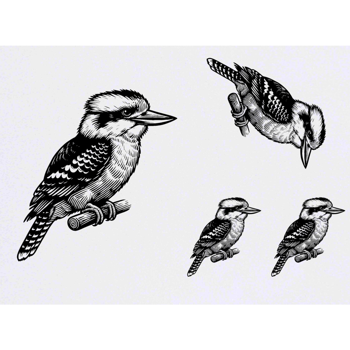 'Kookaburra Resting' Temporary Tattoos -  Water Resistant, Skin-Safe, Non-Toxic Transfers (TO053716)