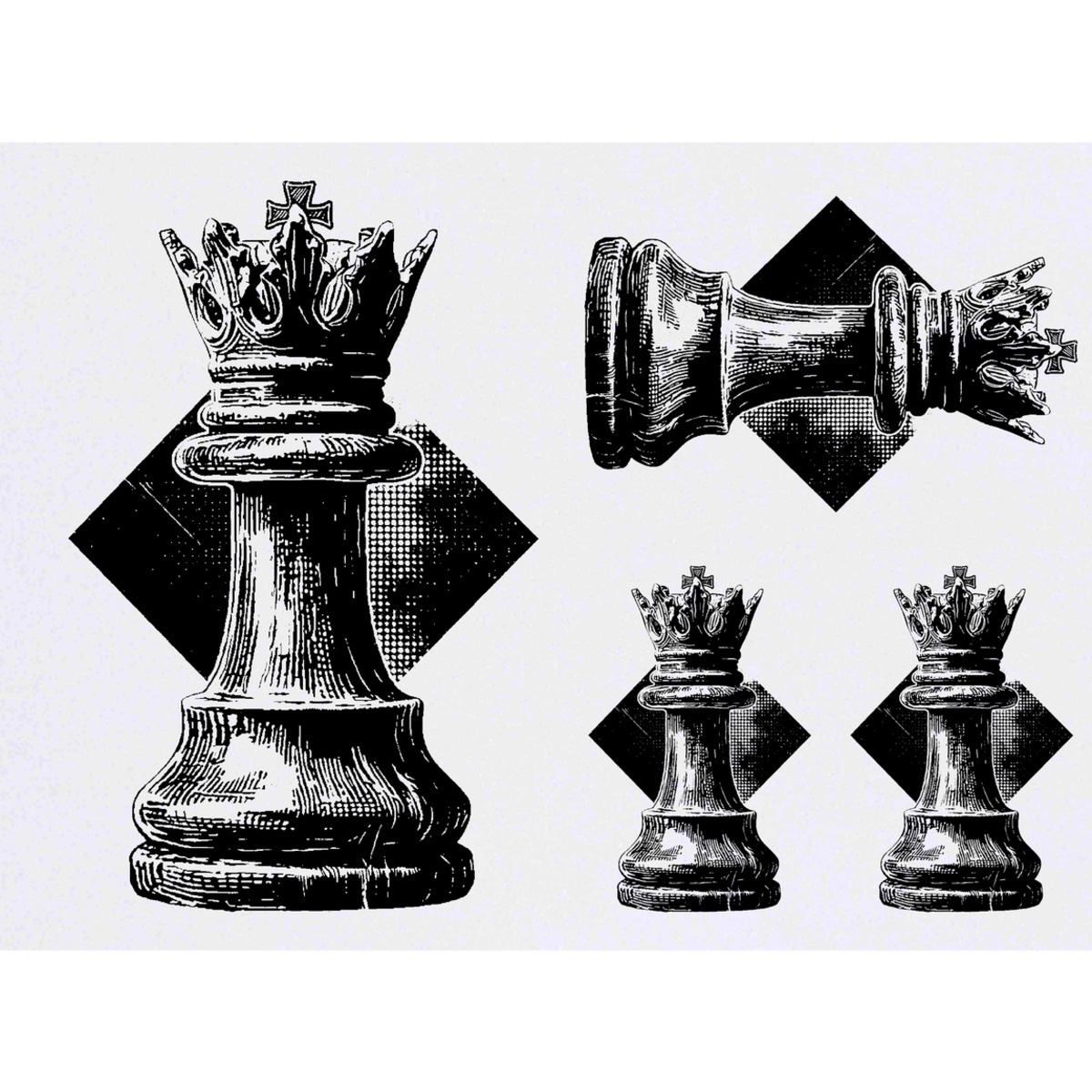 'King Chess Piece' Temporary Tattoos -  Water Resistant, Skin-Safe, Non-Toxic Transfers (TO053823)