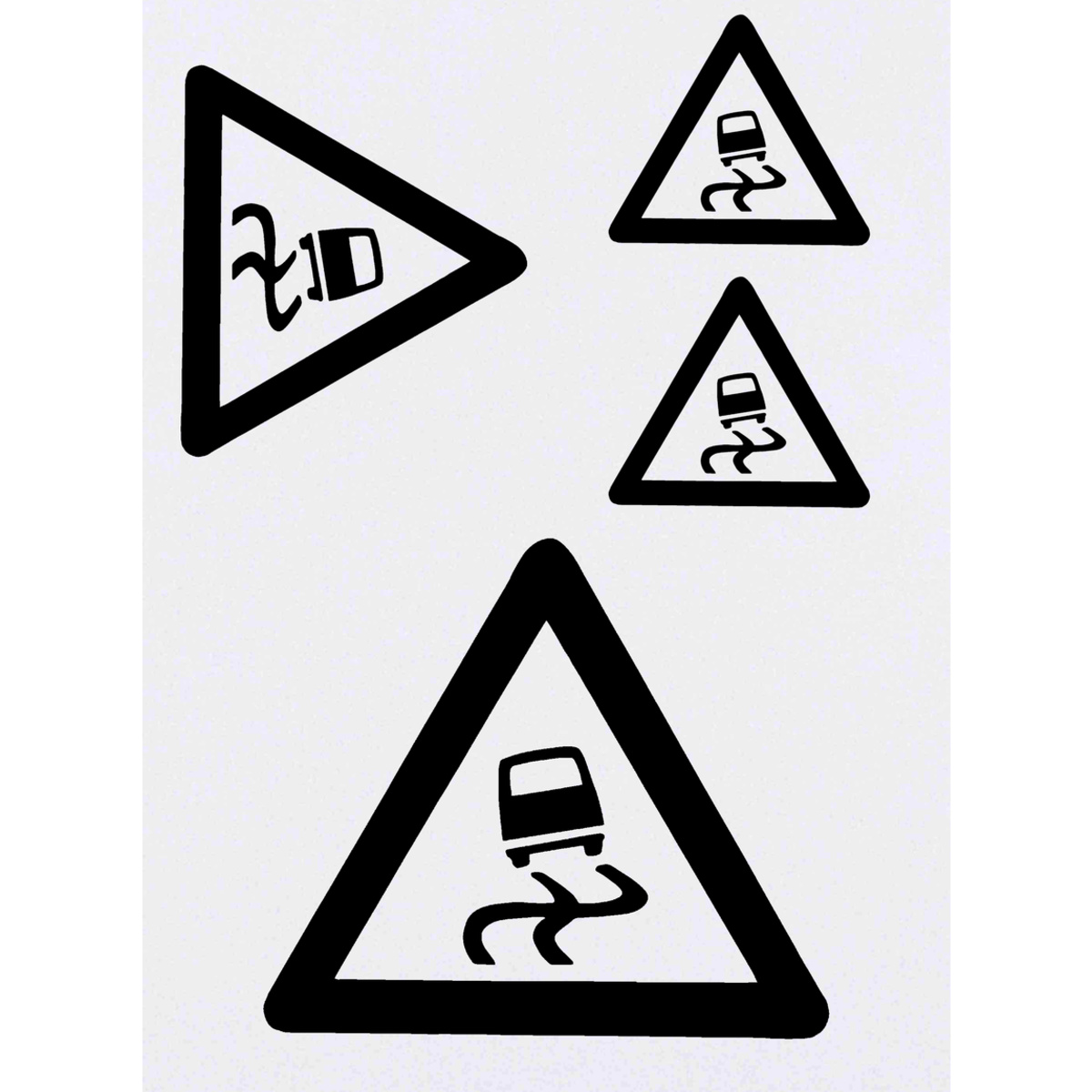 'Slippery Road Sign ' Temporary Tattoos -  Water Resistant, Skin-Safe, Non-Toxic Transfers (TO054049)