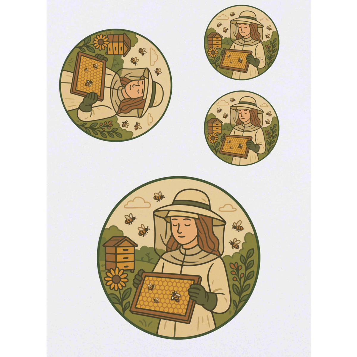 'Beekeeper with Bees' Temporary Tattoos -  Water Resistant, Skin-Safe, Non-Toxic Transfers (TO054078)