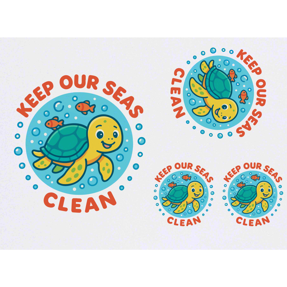 'Keep Our Sea Clean' Temporary Tattoos -  Water Resistant, Skin-Safe, Non-Toxic Transfers (TO054579)