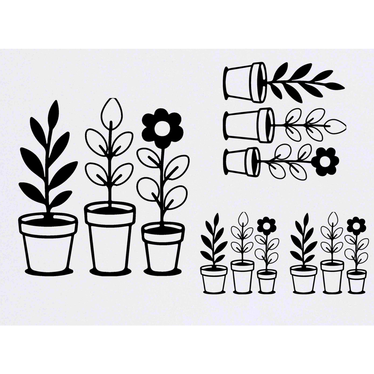 'Growing Flower Pots' Temporary Tattoos -  Water Resistant, Skin-Safe, Non-Toxic Transfers (TO055317)
