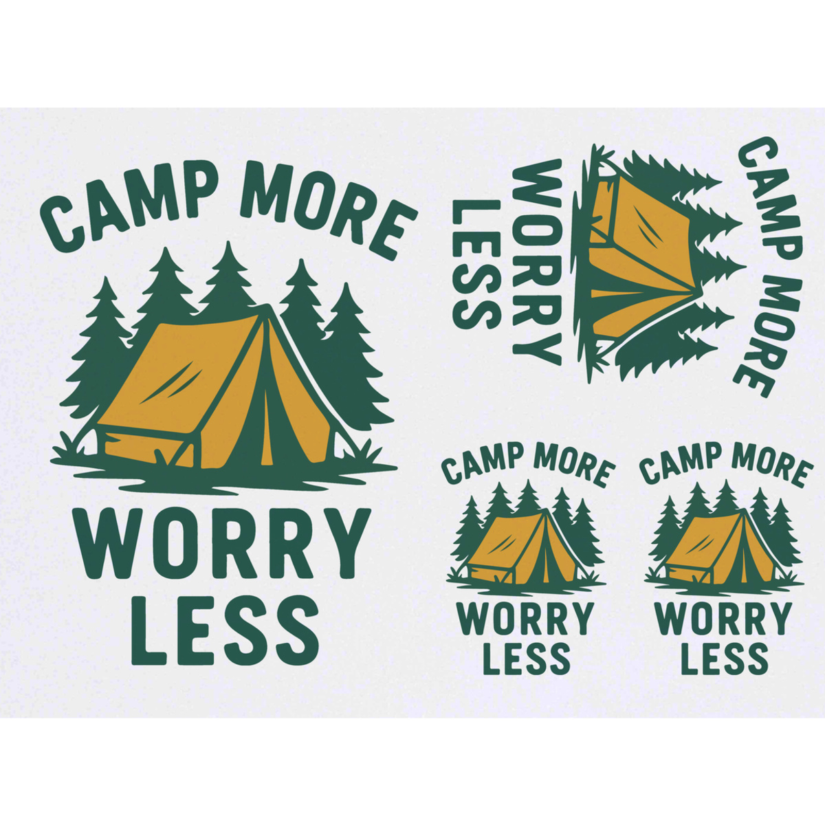 'Camp More Worry Less' Temporary Tattoos -  Water Resistant, Skin-Safe, Non-Toxic Transfers (TO055487)