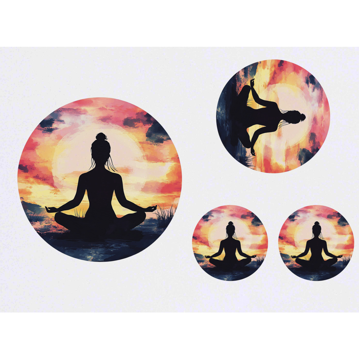 'Yoga Lotus Position Silhouette' Temporary Tattoos -  Water Resistant, Skin-Safe, Non-Toxic Transfers (TO055667)