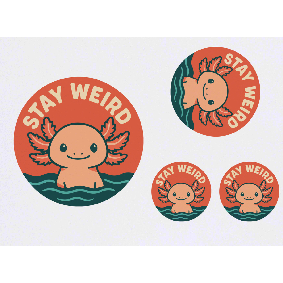 'Stay Weird Axolotl' Temporary Tattoos -  Water Resistant, Skin-Safe, Non-Toxic Transfers (TO055786)
