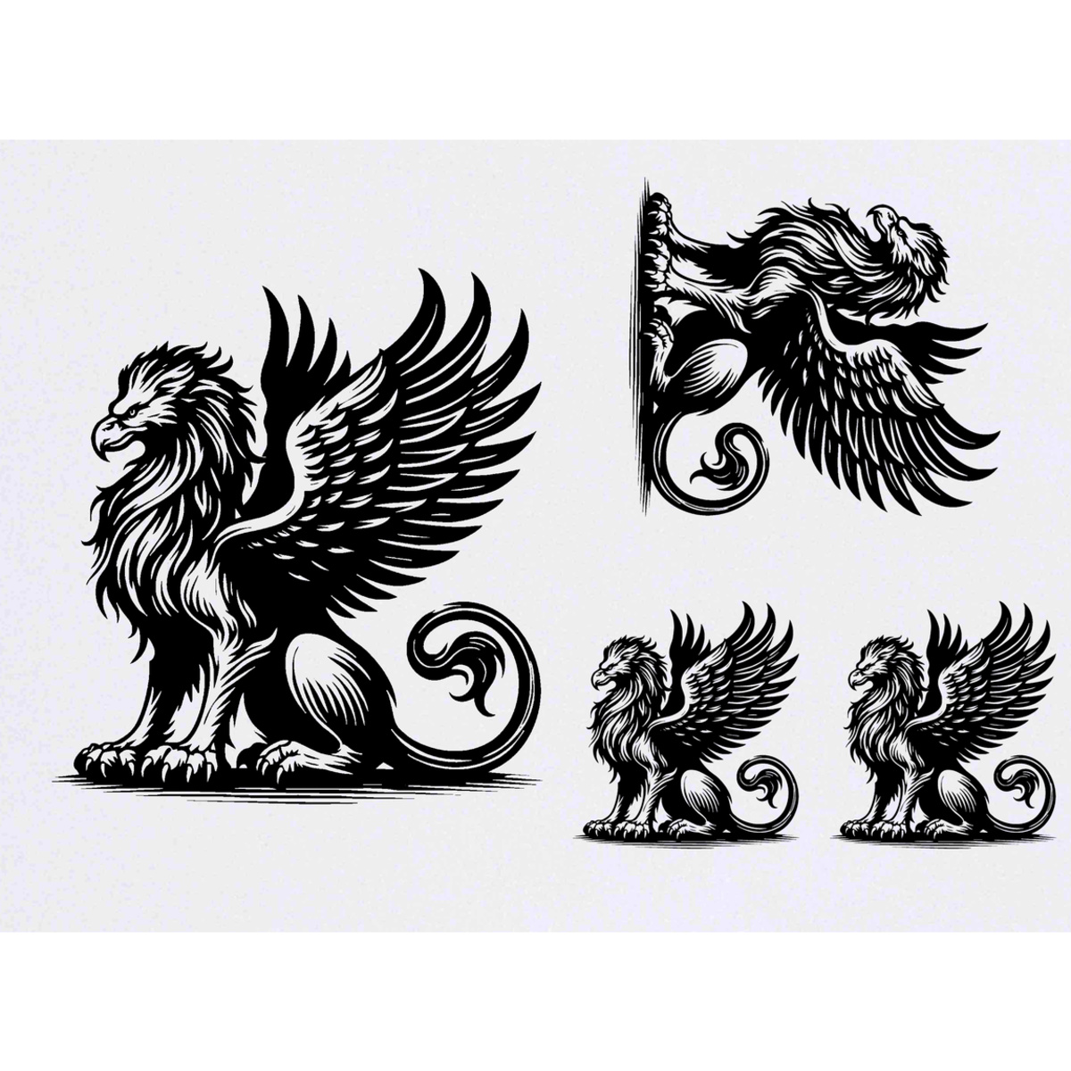 'Griffin On Guard' Temporary Tattoo Transfers - Water Resistant Skin Safe Designs for Parties, Costumes and Gifts (TO056122)