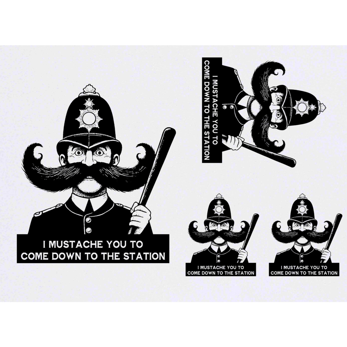 'Funny Policeman Mustache' Temporary Tattoos -  Water Resistant, Skin-Safe, Non-Toxic Transfers (TO056123)