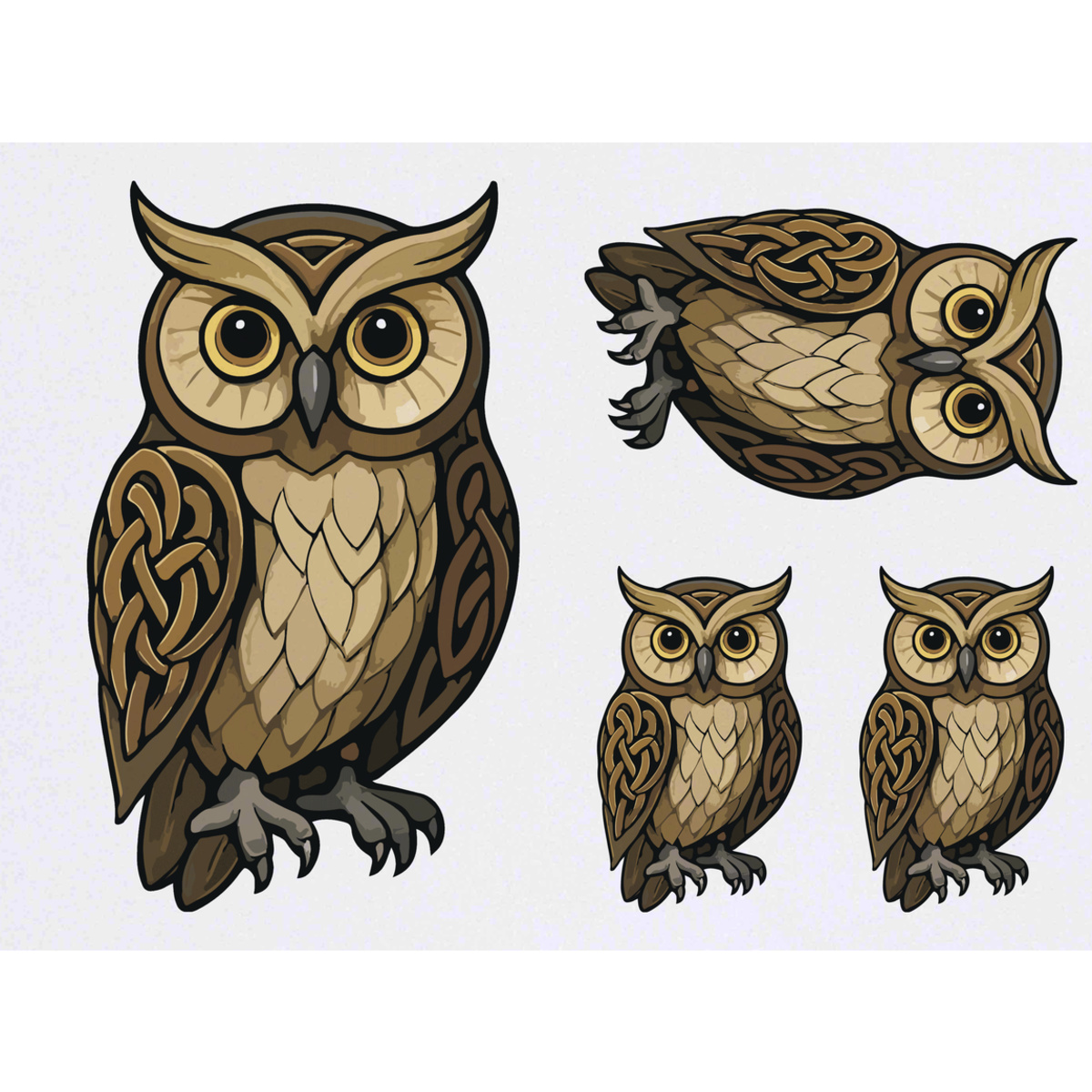 'Celtic Owl' Temporary Tattoos -  Water Resistant, Skin-Safe, Non-Toxic Transfers (TO056569)
