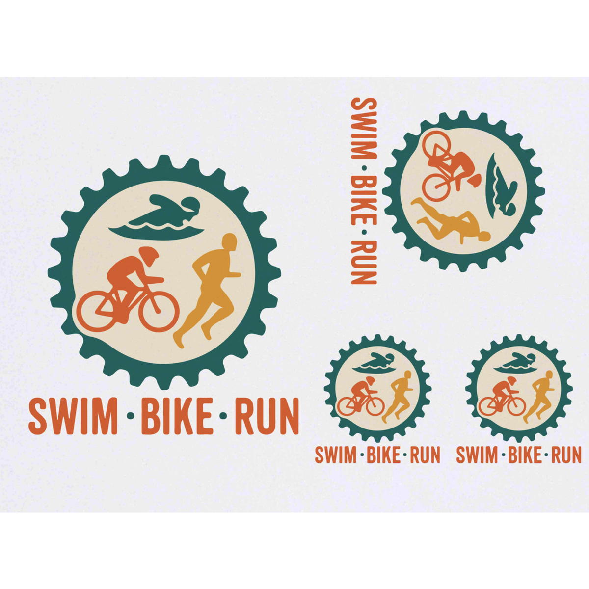 'Swim Bike Run Triathlon' Temporary Tattoos -  Water Resistant, Skin-Safe, Non-Toxic Transfers (TO056642)