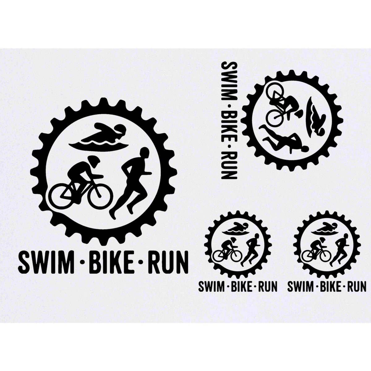 'Swim Bike Run Triathlon' Temporary Tattoos -  Water Resistant, Skin-Safe, Non-Toxic Transfers (TO056643)