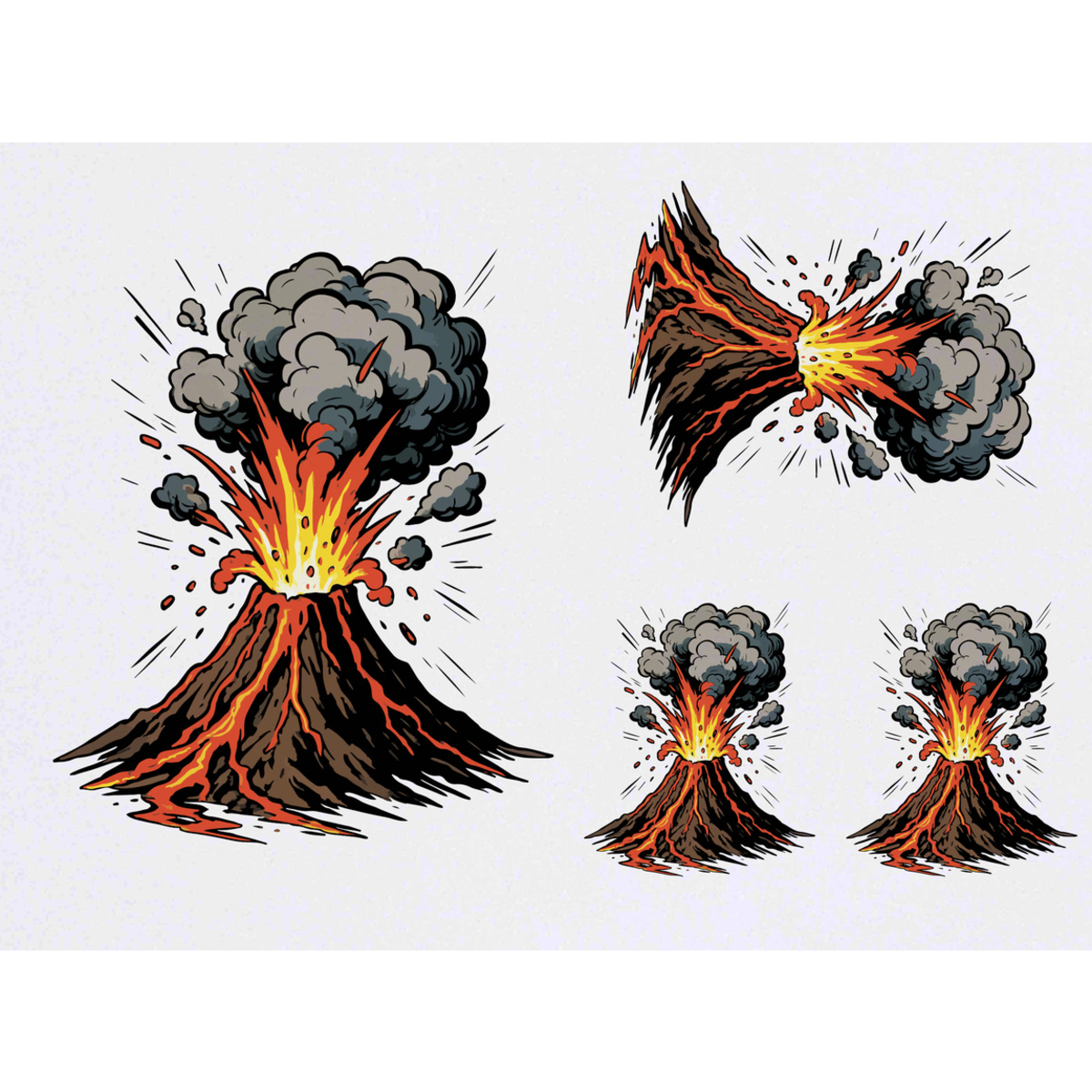 'Volcanic Eruption' Temporary Tattoos -  Water Resistant, Skin-Safe, Non-Toxic Transfers (TO056716)