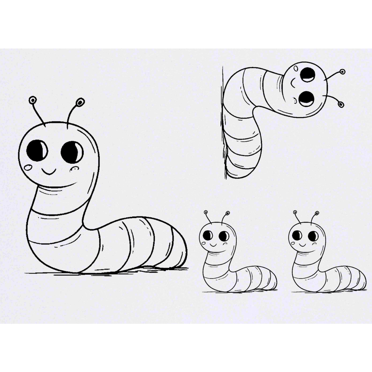 'Cute Smiling Worm' Temporary Tattoos -  Water Resistant, Skin-Safe, Non-Toxic Transfers (TO057464)