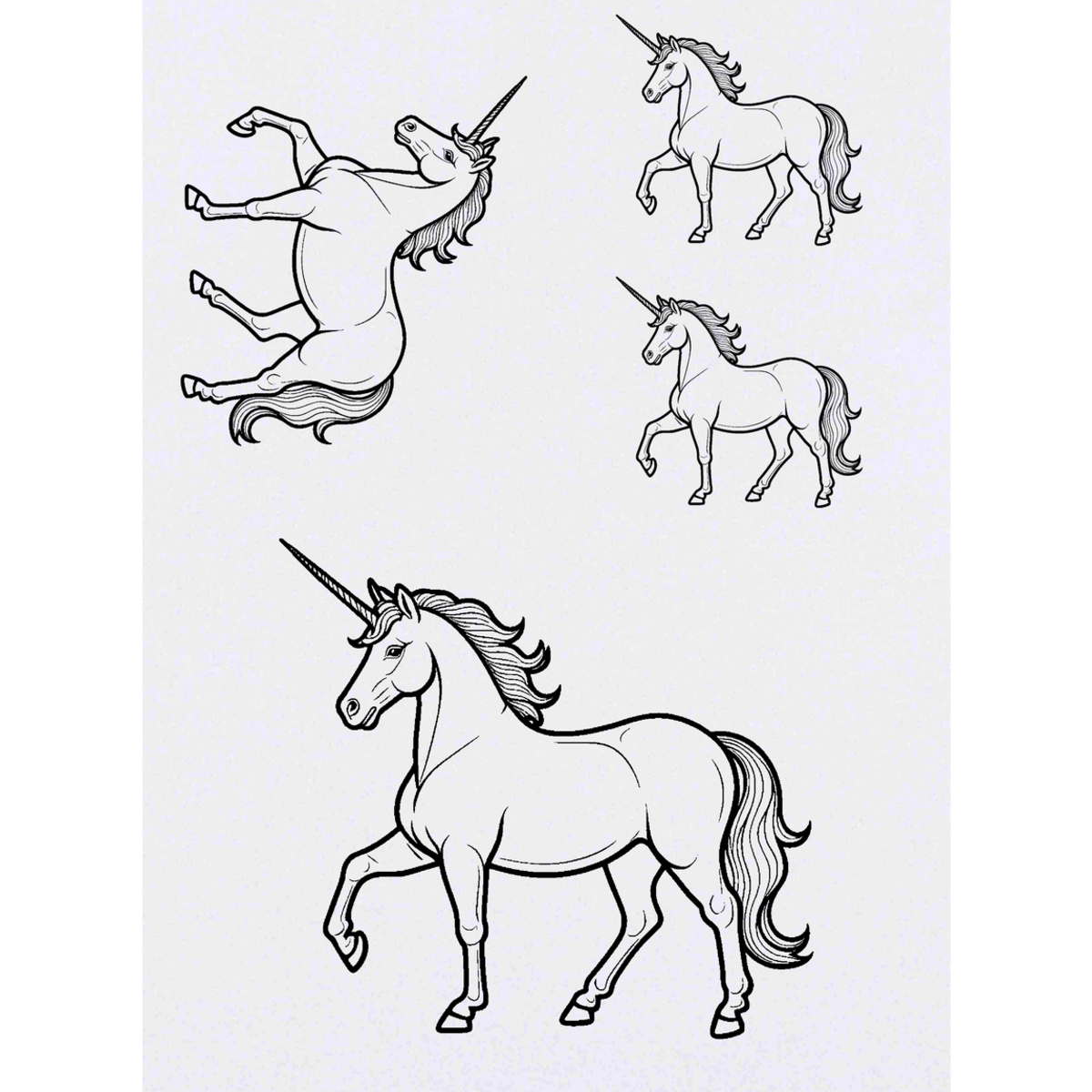 4 x 'Cantering Unicorn' Temporary Tattoos - Mixed-Size - Water Resistant Skin Safe Transfers for Parties, Costumes and Gifts (TO00097606)