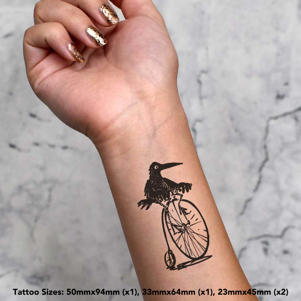 Bicicleta De Montar Cuervo Tatuajes Temporales To023253 Ebay