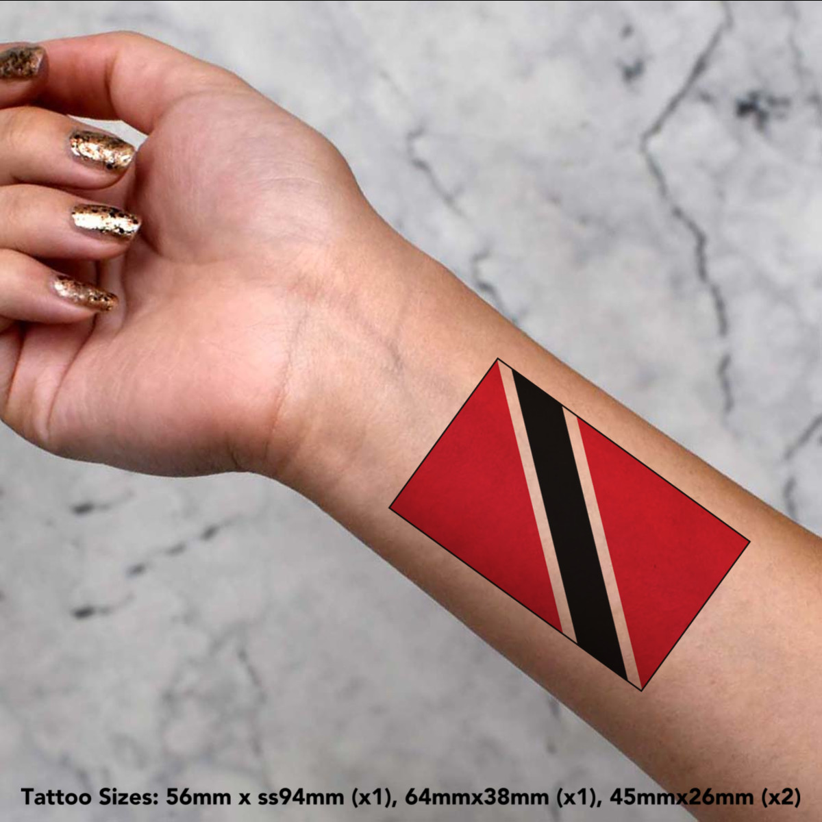 Trinidad Tobago Flag Temporary Tattoos Water Resistant Skin Safe Trinidad Tobago Flag Temporary Tattoos Water Resistant Skin Safe