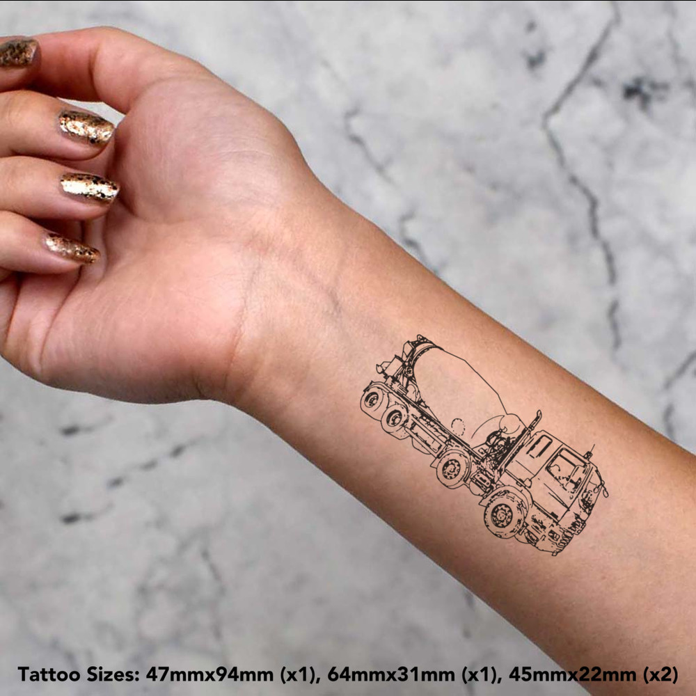 4 x 'Cement Truck' Temporary Tattoos (TO00035341)