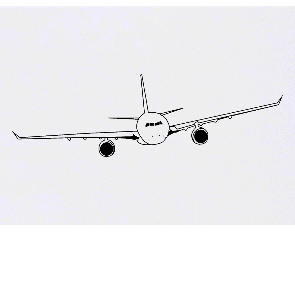 'Incoming Airplane' Temporary Tattoo - Commercial Airliner Head-On View Line - Water Resistant, Skin-Safe, Non-Toxic Transfer (TO00017440)